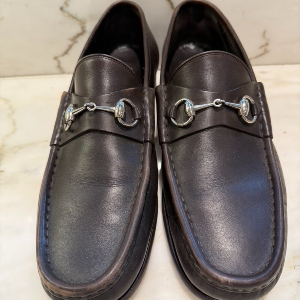 Gucci Horsebit Loafers Brown Leather Slip On Dress Shoes Men's Size 11 D